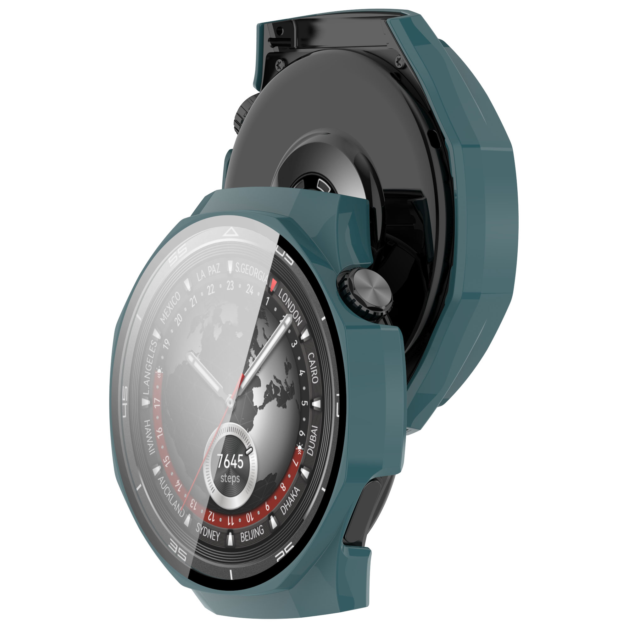 Etui ze szkłem do zegarka Bizon Case Watch Adamo do Huawei Watch GT 5 Pro 46 mm, beżowe